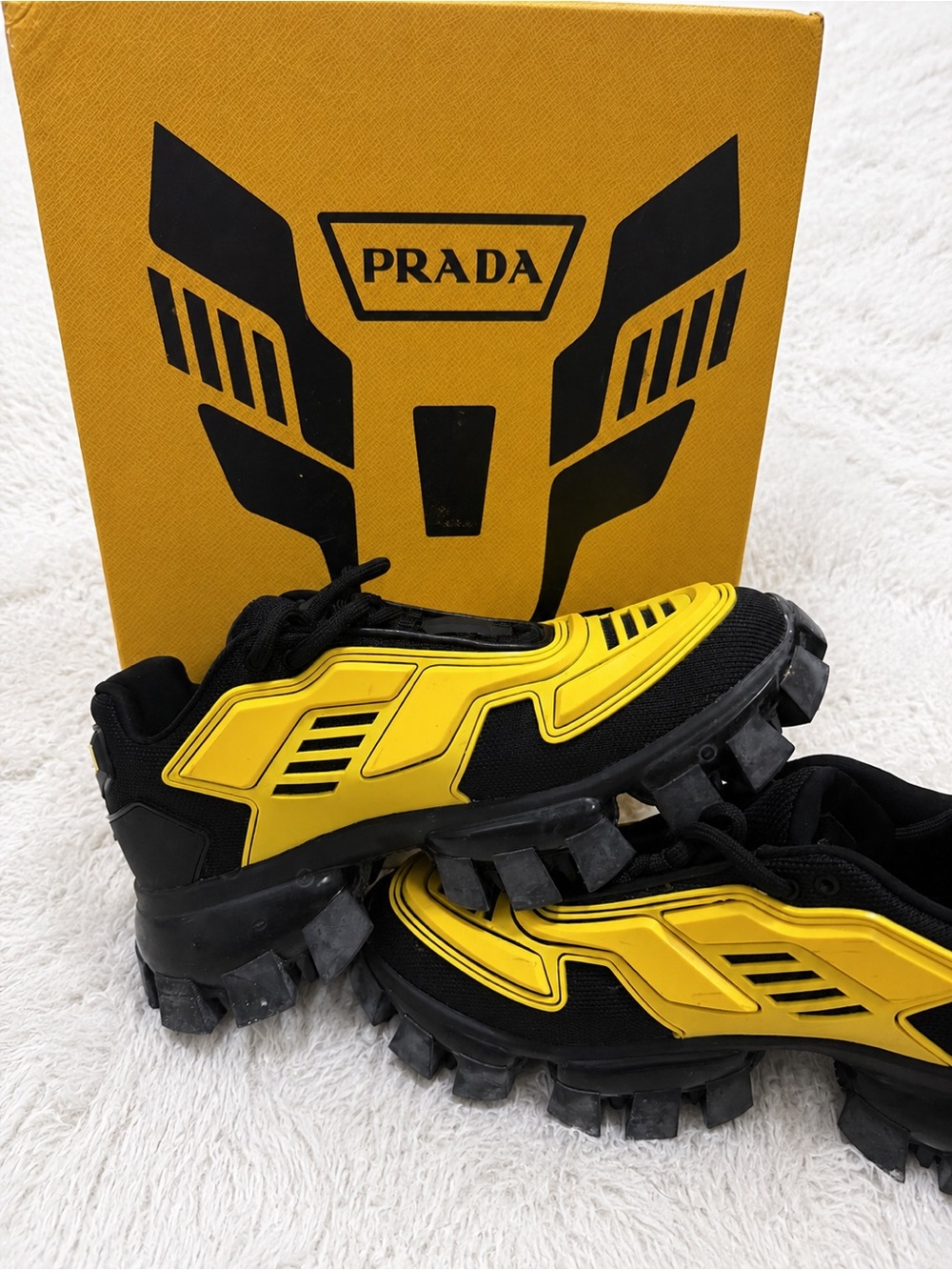 Prada Black & Yellow Rugged Trail Sneakers